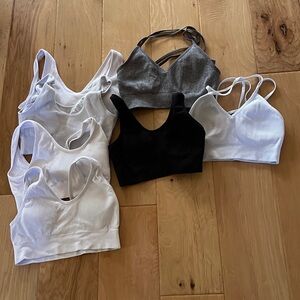 Aerie Offline Ribbed Bras in Black, White, and Gray lot of 7- removable pads
